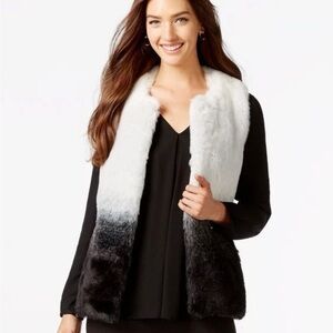 Vince Camuto Black and White Fur Vest